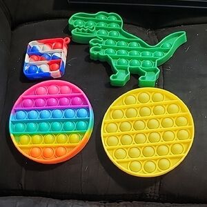 Colorful Dinosaur, Circle Pop, Square Pop It Fidget Toy Set Bundle